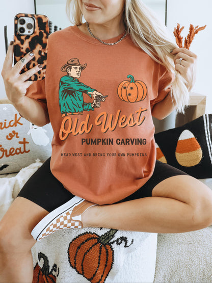 Old West Pumpkin Carving Shirt, Western Pumpkin Shirt, Trendy Halloween Shirt, Cowboy Halloween, Cute Fall Tees, Fall Pumpkin Shirt, Boo Tee