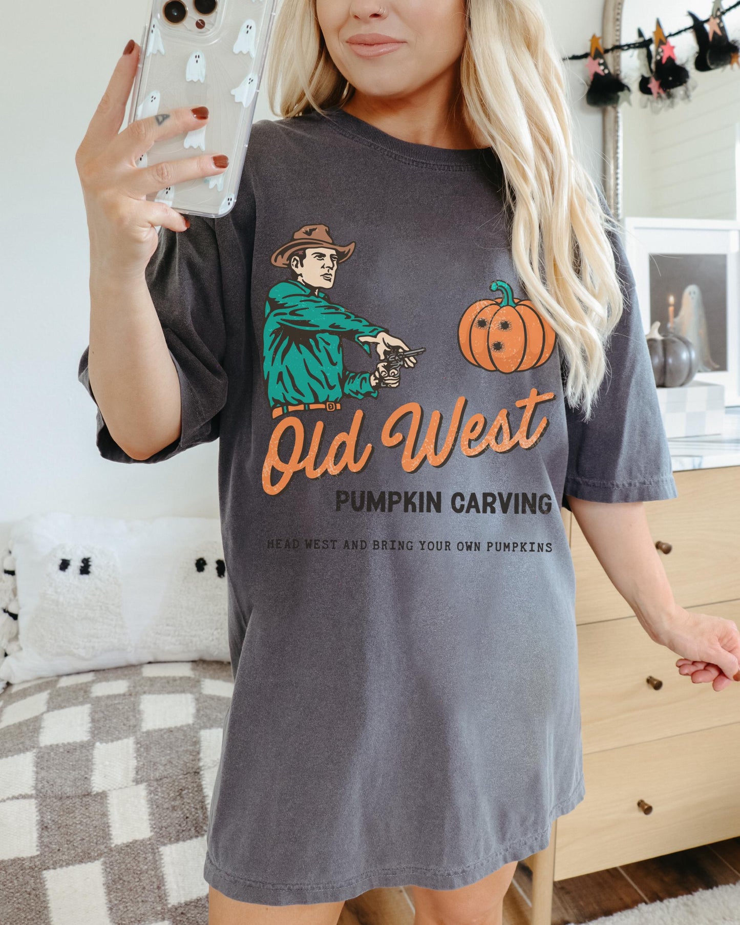 Old West Pumpkin Carving Shirt, Western Pumpkin Shirt, Trendy Halloween Shirt, Cowboy Halloween, Cute Fall Tees, Fall Pumpkin Shirt, Boo Tee