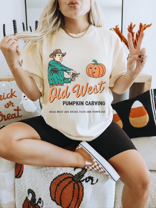 Old West Pumpkin Carving Shirt, Western Pumpkin Shirt, Trendy Halloween Shirt, Cowboy Halloween, Cute Fall Tees, Fall Pumpkin Shirt, Boo Tee