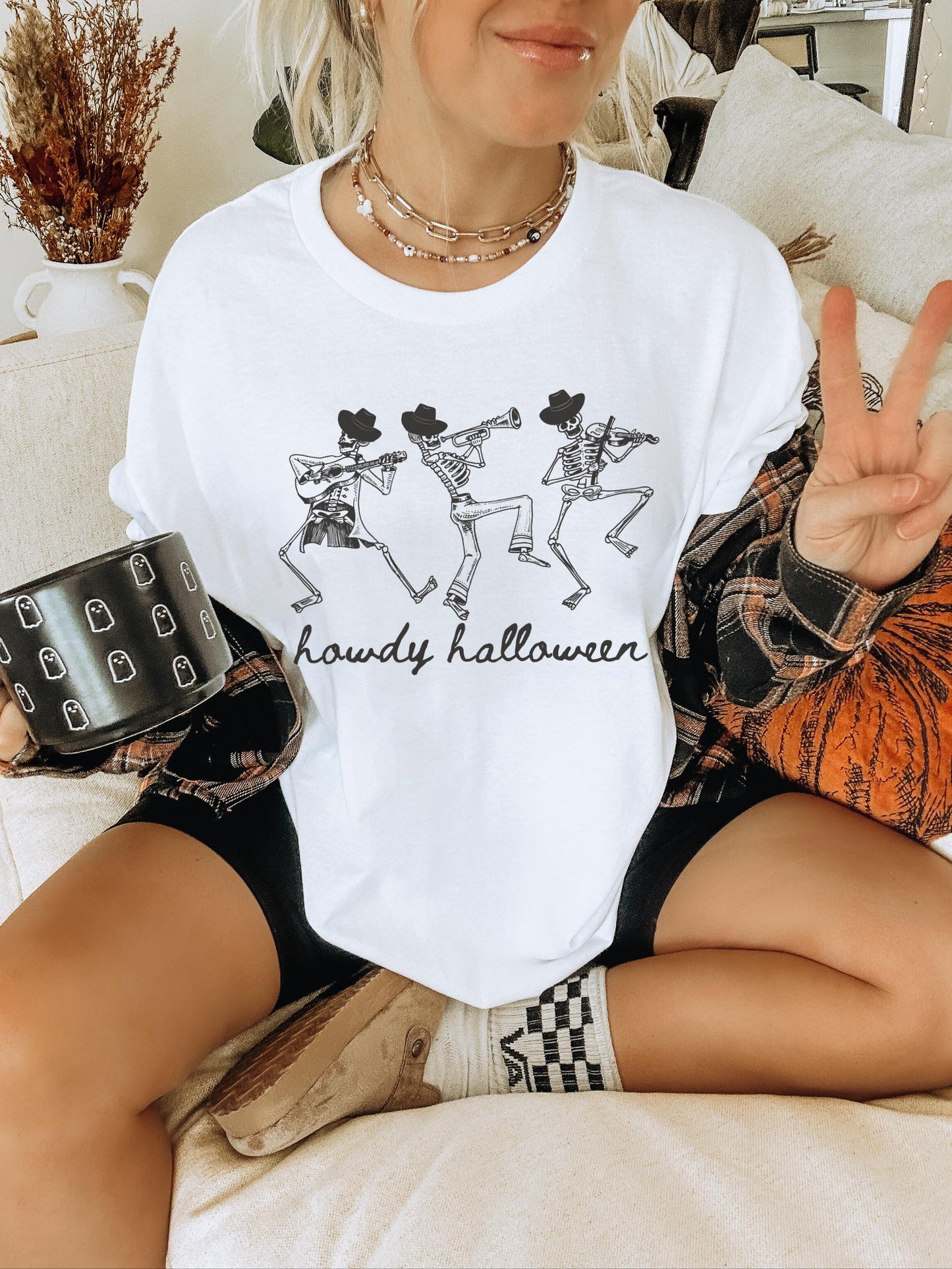Howdy Halloween Shirt, Skeleton Shirt, Cute Halloween Shirt, Dancing Skeleton Shirt, Country Halloween Shirt, Spooky Shirt, Cowboy Skeleton