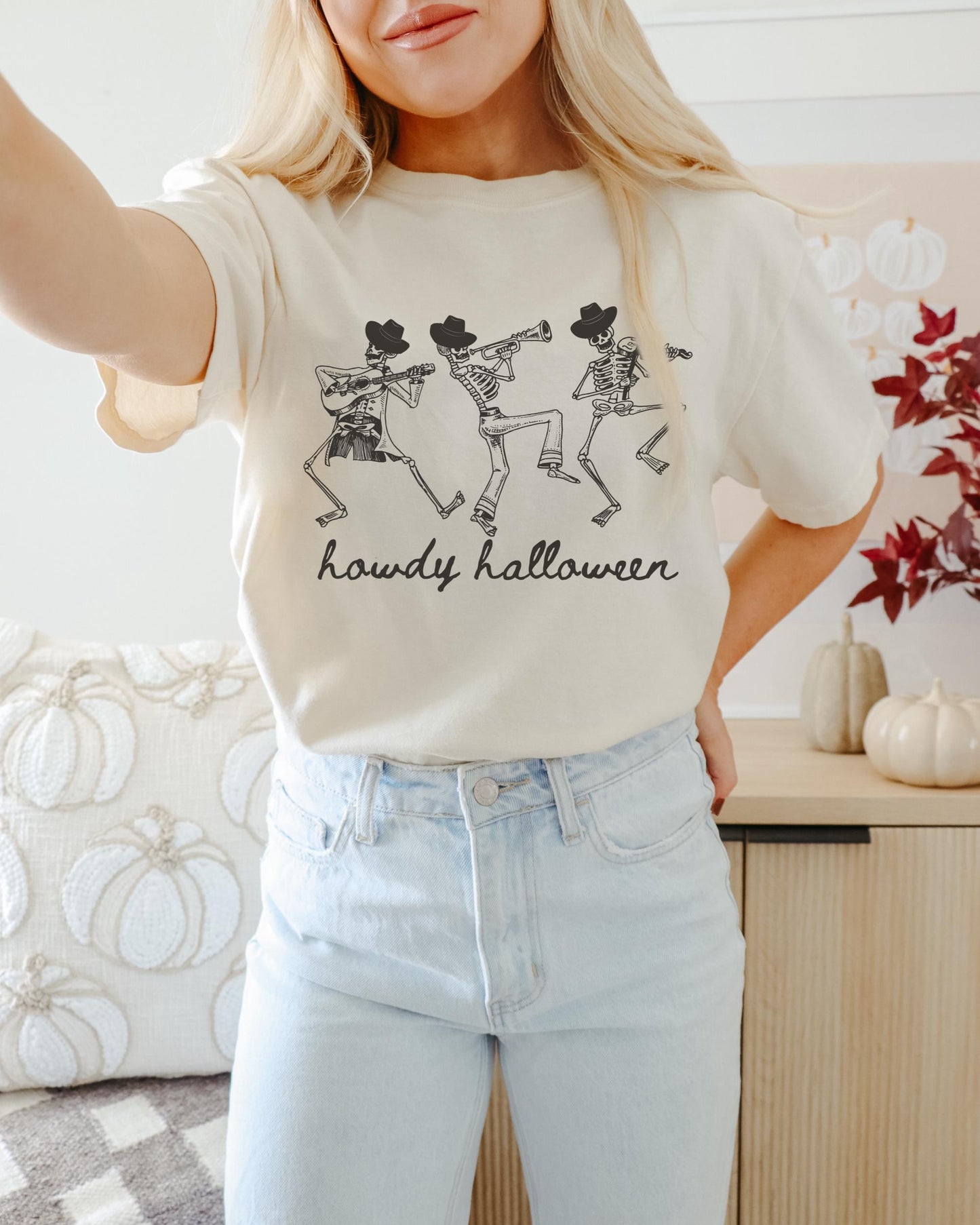 Howdy Halloween Shirt, Skeleton Shirt, Cute Halloween Shirt, Dancing Skeleton Shirt, Country Halloween Shirt, Spooky Shirt, Cowboy Skeleton