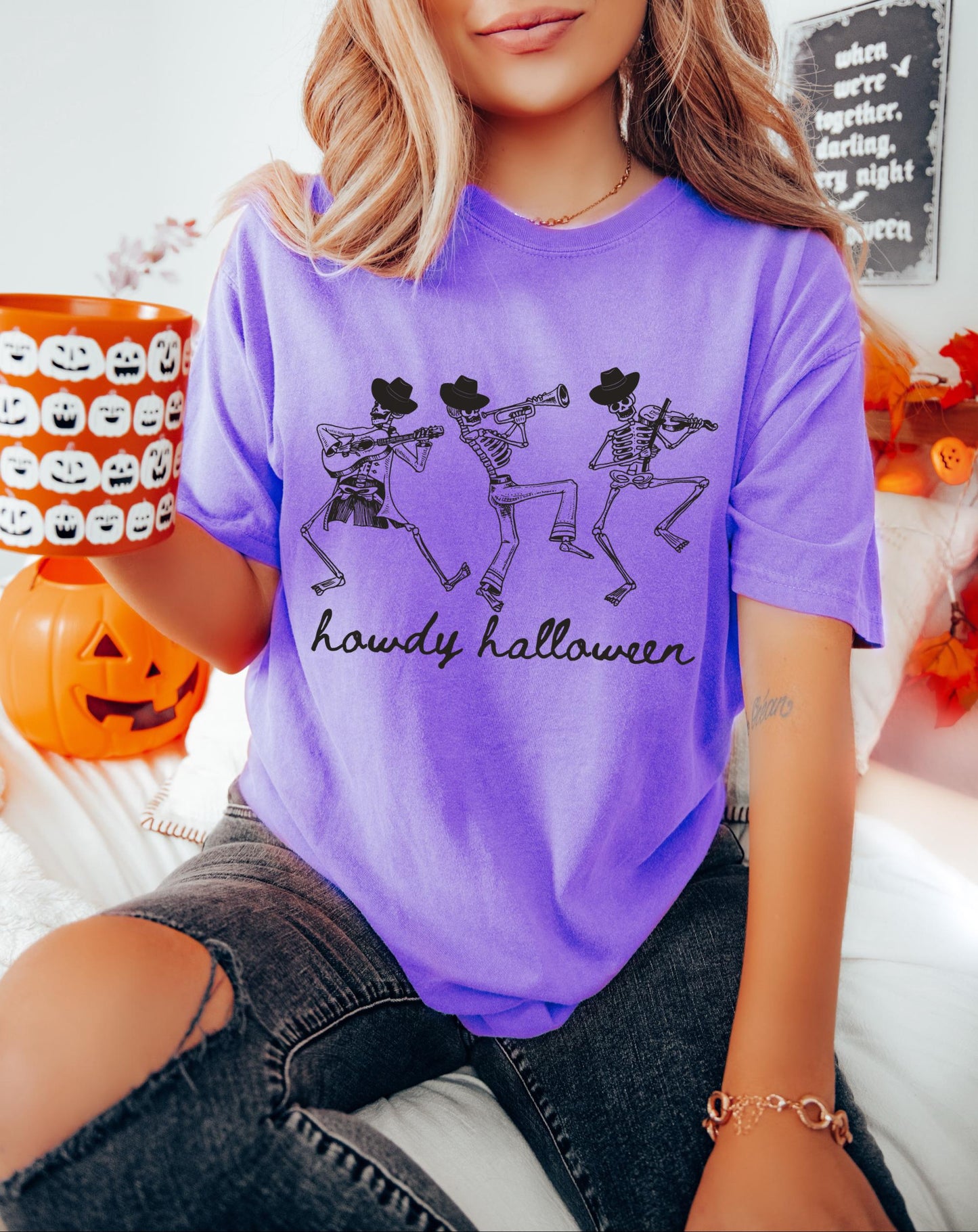Howdy Halloween Shirt, Skeleton Shirt, Cute Halloween Shirt, Dancing Skeleton Shirt, Country Halloween Shirt, Spooky Shirt, Cowboy Skeleton