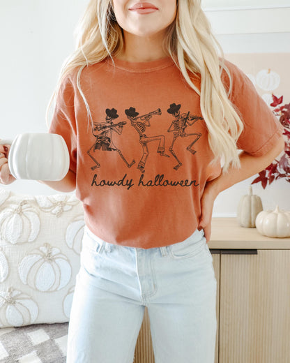 Howdy Halloween Shirt, Skeleton Shirt, Cute Halloween Shirt, Dancing Skeleton Shirt, Country Halloween Shirt, Spooky Shirt, Cowboy Skeleton