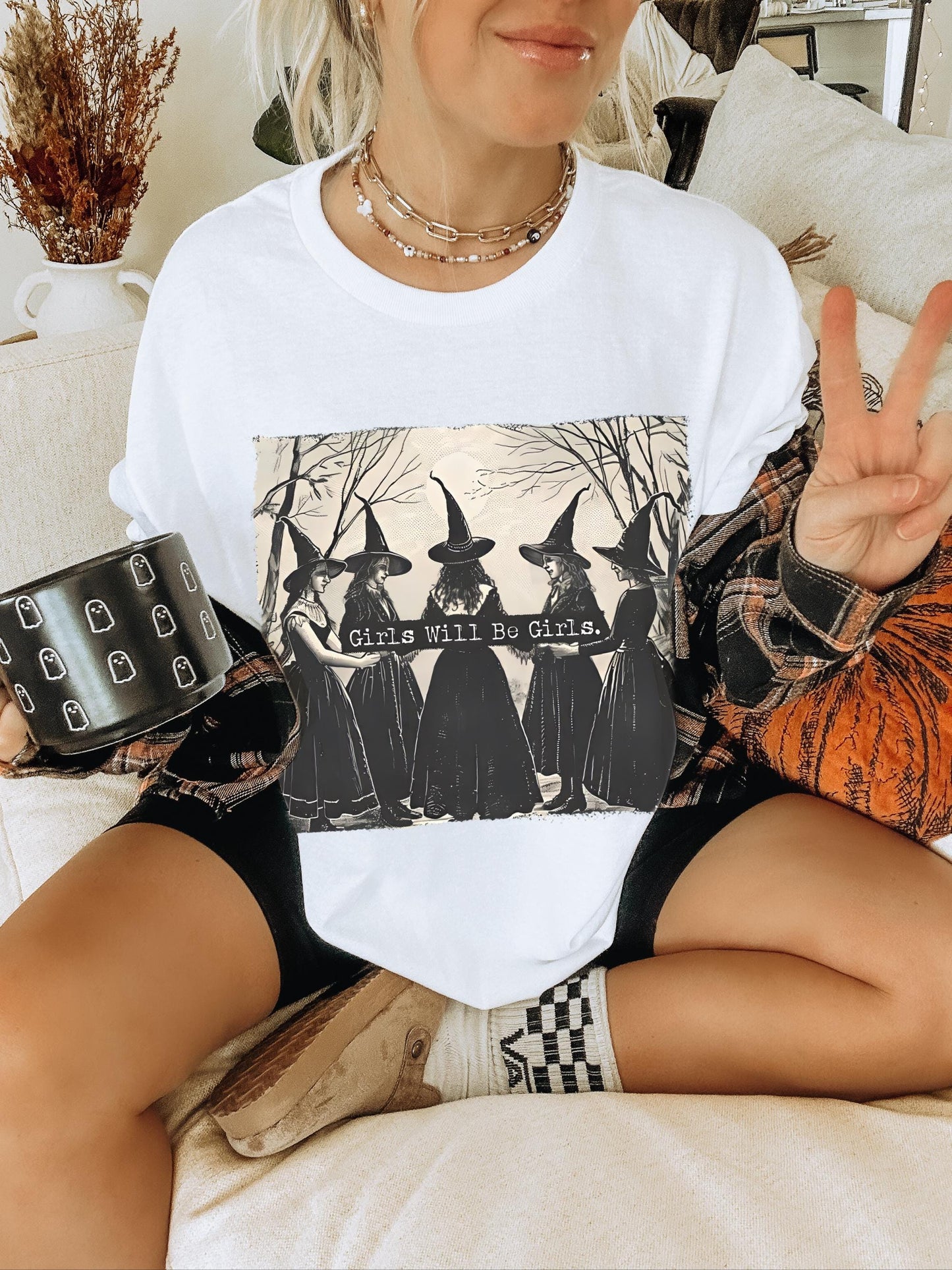 Girls Will Be Girls Witch Shirt, Vintage Halloween Shirt Women, Witch Shirt, Feminist Shirt, Funny Halloween Shirt, Witchy Vibes, Spooky Tee