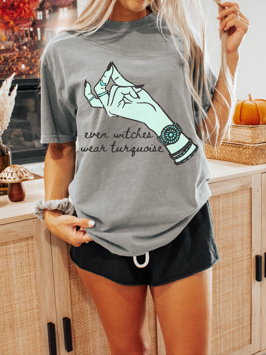 Turquoise Witch Shirt, Western Halloween Shirt, Cute Spooky Shirt, Trendy Halloween Tee, Retro Halloween Tee, Country Halloween, Witchy Tee