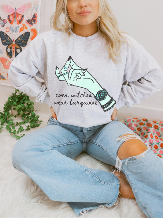 Turquoise Witch Shirt, Witch Sweatshirt, Western Halloween Shirt, Spooky Season Sweater, Halloween Hoodie, Cute Fall Sweatshirt, Witchy Tee