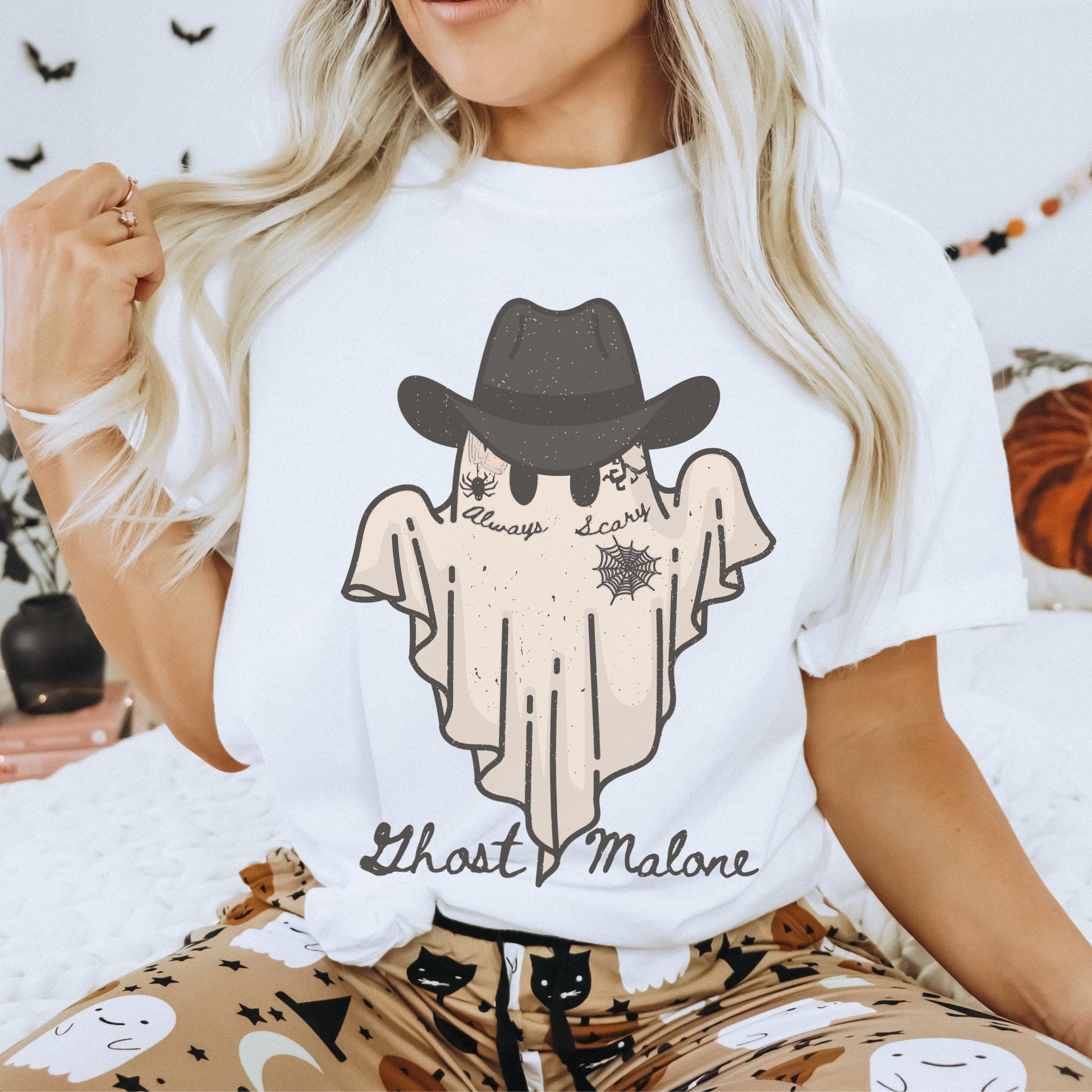 Ghost Malone Shirt, Western Ghost Shirt, Retro Ghost Shirt, Cowboy Halloween Shirt, Spooky Tshirt, Trendy Halloween Shirt, Funny Halloween