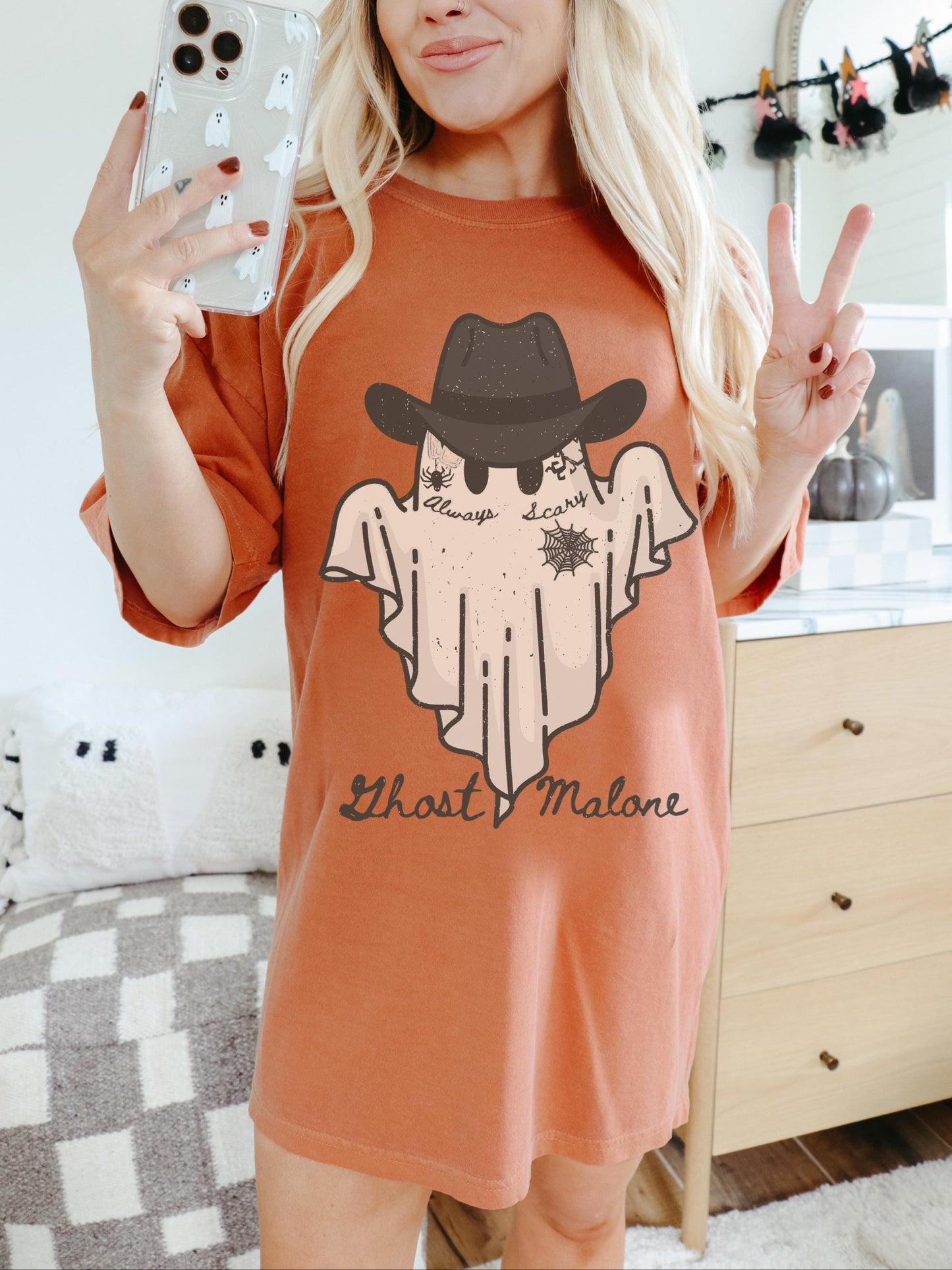 Ghost Malone Shirt, Western Ghost Shirt, Retro Ghost Shirt, Cowboy Halloween Shirt, Spooky Tshirt, Trendy Halloween Shirt, Funny Halloween