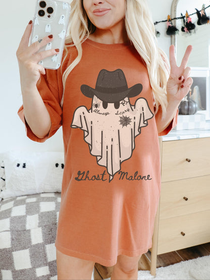 Ghost Malone Shirt, Western Ghost Shirt, Retro Ghost Shirt, Cowboy Halloween Shirt, Spooky Tshirt, Trendy Halloween Shirt, Funny Halloween