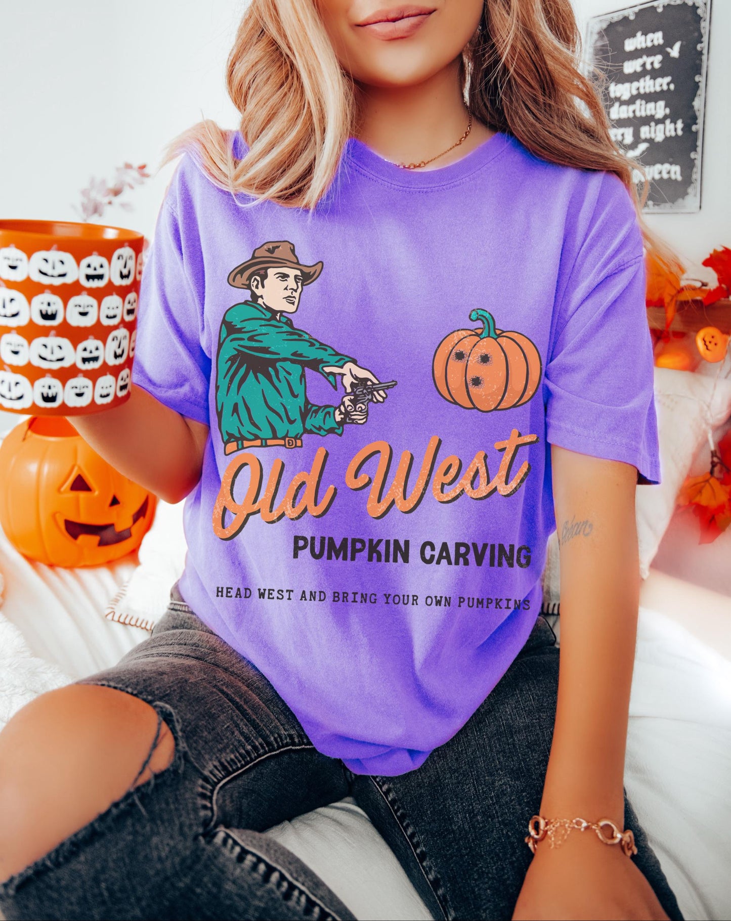 Old West Pumpkin Carving Shirt, Western Pumpkin Shirt, Trendy Halloween Shirt, Cowboy Halloween, Cute Fall Tees, Fall Pumpkin Shirt, Boo Tee