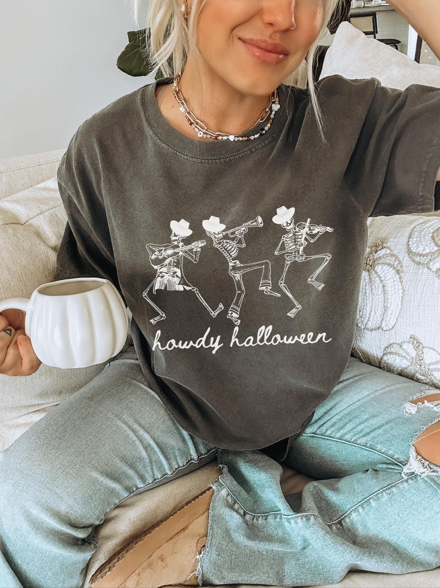 Howdy Halloween Shirt, Skeleton Shirt, Cute Halloween Shirt, Dancing Skeleton Shirt, Country Halloween Shirt, Spooky Shirt, Cowboy Skeleton