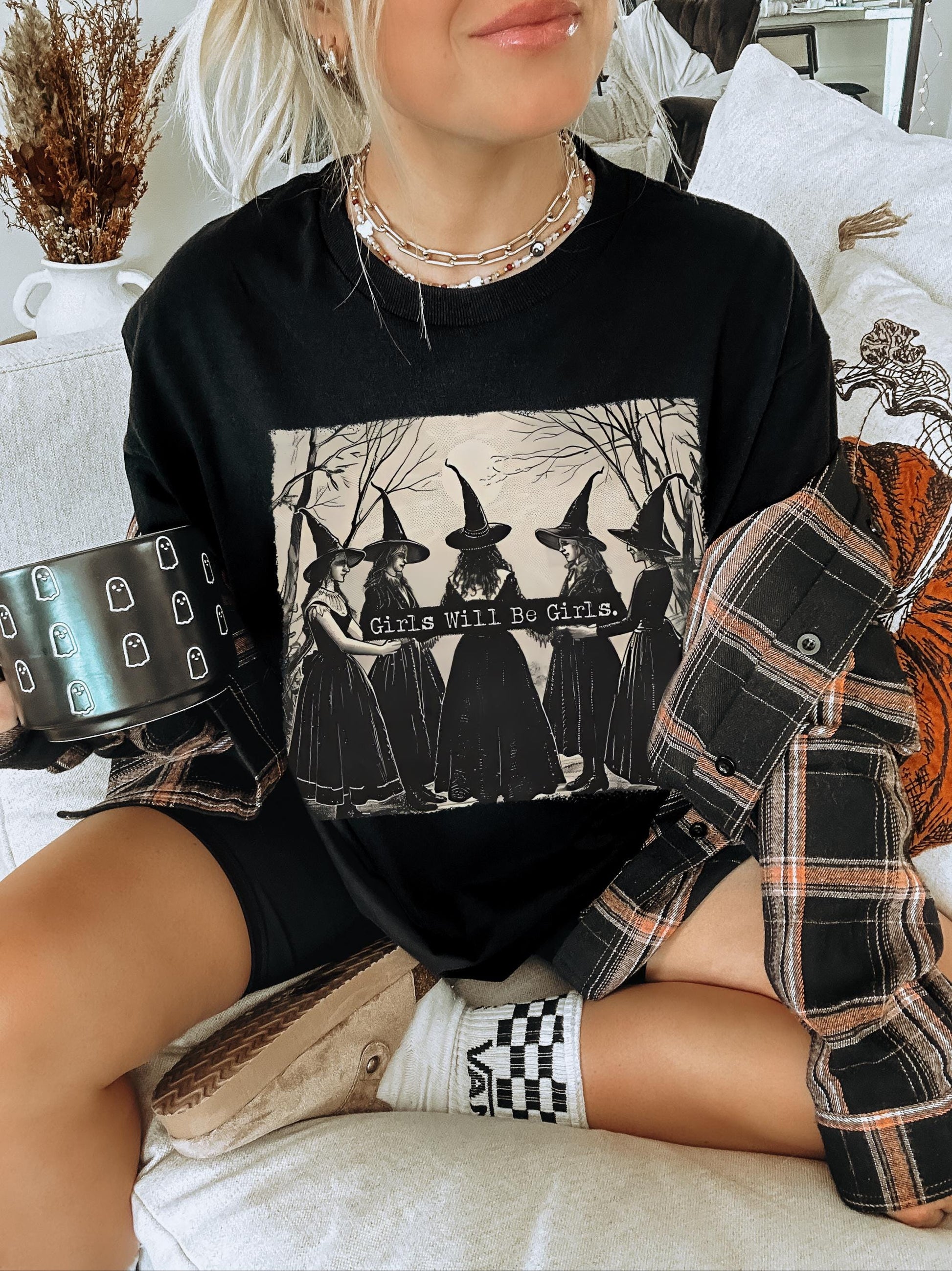 Girls Will Be Girls Witch Shirt, Vintage Halloween Shirt Women, Witch Shirt, Feminist Shirt, Funny Halloween Shirt, Witchy Vibes, Spooky Tee