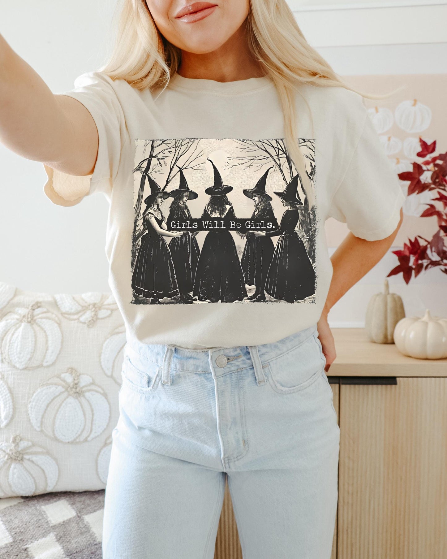 Girls Will Be Girls Witch Shirt, Vintage Halloween Shirt Women, Witch Shirt, Feminist Shirt, Funny Halloween Shirt, Witchy Vibes, Spooky Tee