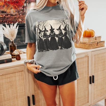 Girls Will Be Girls Witch Shirt, Vintage Halloween Shirt Women, Witch Shirt, Feminist Shirt, Funny Halloween Shirt, Witchy Vibes, Spooky Tee