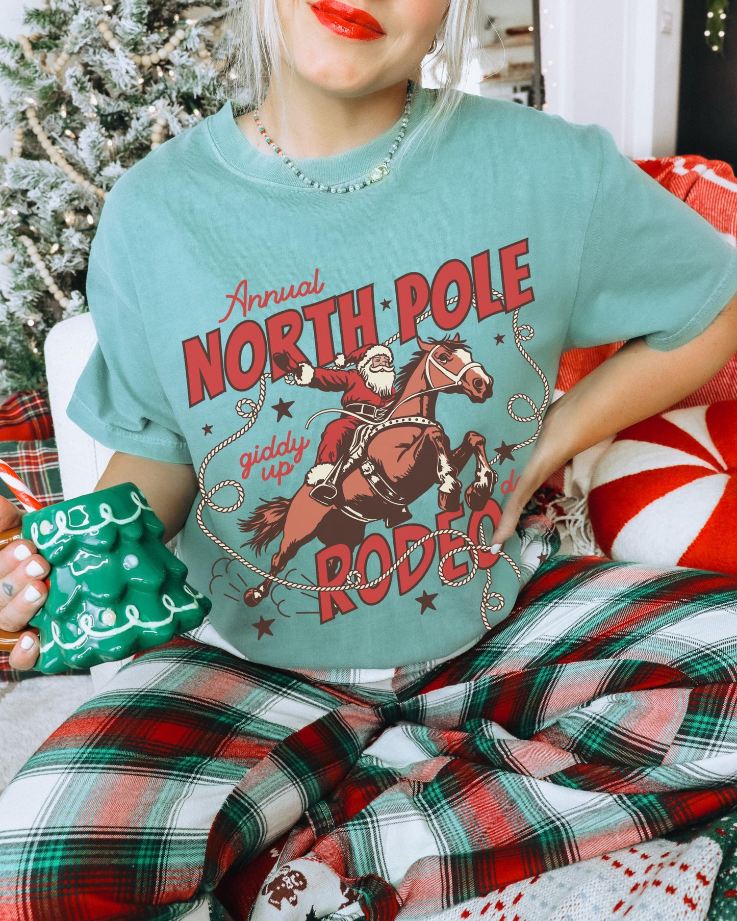 North Pole Rodeo Shirt, Cowboy Santa Shirt, Western Christmas Shirt, Cowboy Christmas Shirt, Retro Christmas Shirt, Trendy Christmas Tee