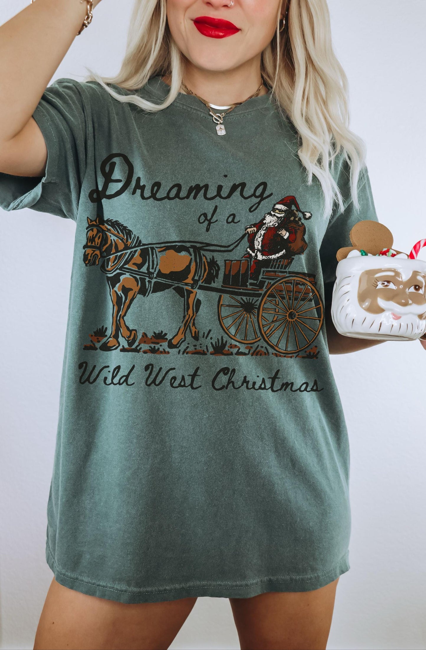 Wild West Christmas Shirt, Cowboy Santa Shirt, Western Christmas Shirt, Trendy Christmas Tee, Country Christmas, Retro Christmas Tshirt