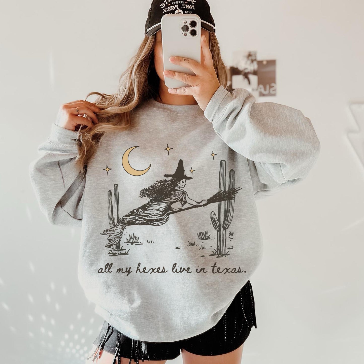 Hexes In Texas Shirt, Witch Sweatshirt, Spooky Crewneck, Witchy Sweater, Western Halloween, Retro Halloween Sweatshirt, Funny Halloween Tee