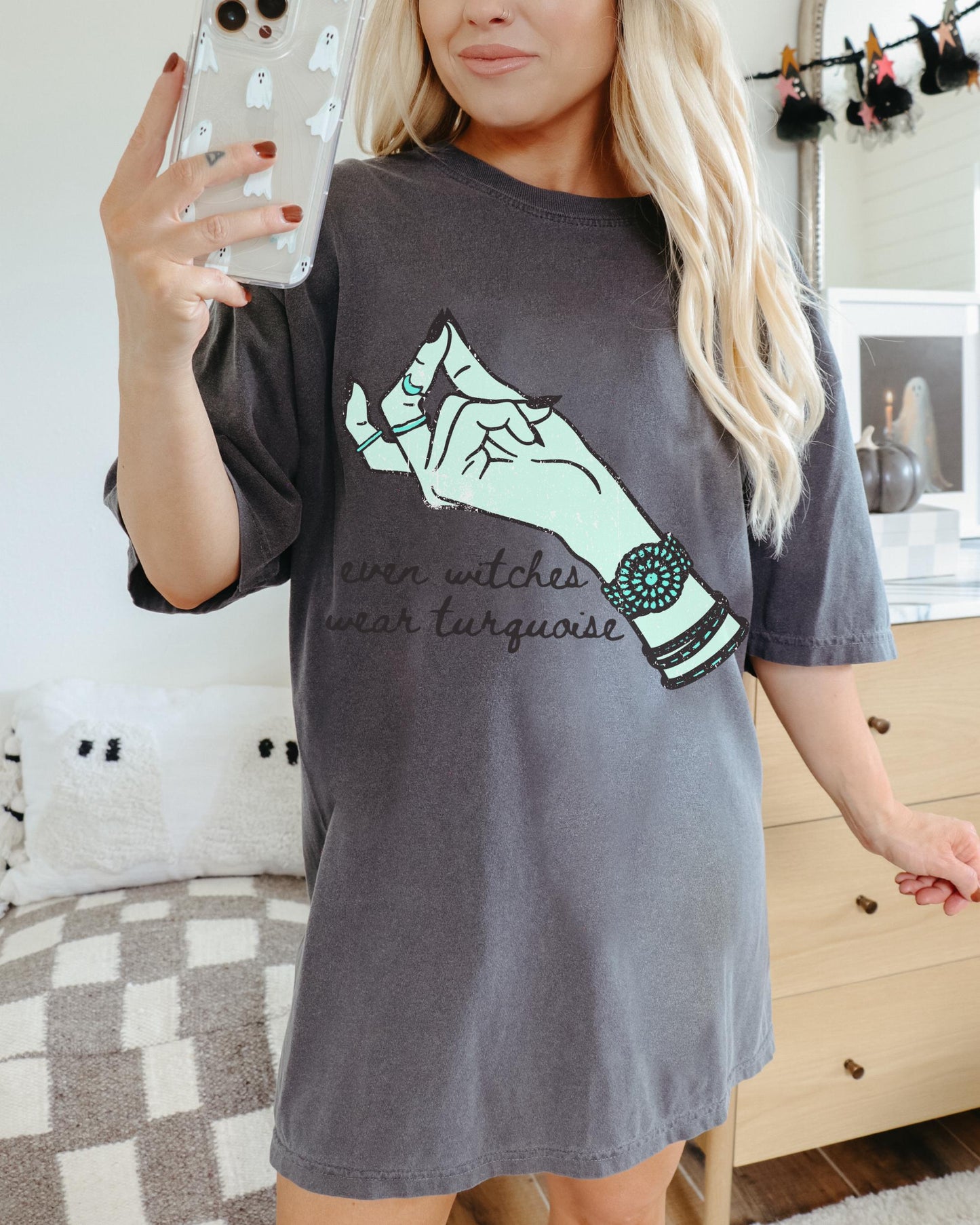 Turquoise Witch Shirt, Western Halloween Shirt, Cute Spooky Shirt, Trendy Halloween Tee, Retro Halloween Tee, Country Halloween, Witchy Tee