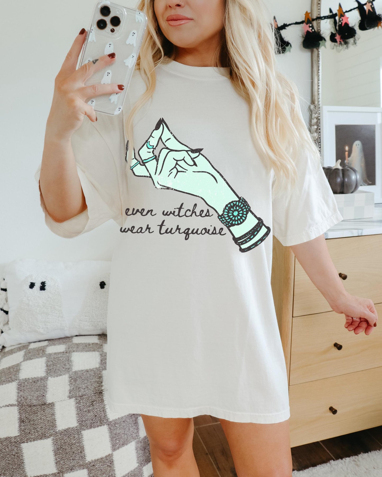 Turquoise Witch Shirt, Western Halloween Shirt, Cute Spooky Shirt, Trendy Halloween Tee, Retro Halloween Tee, Country Halloween, Witchy Tee