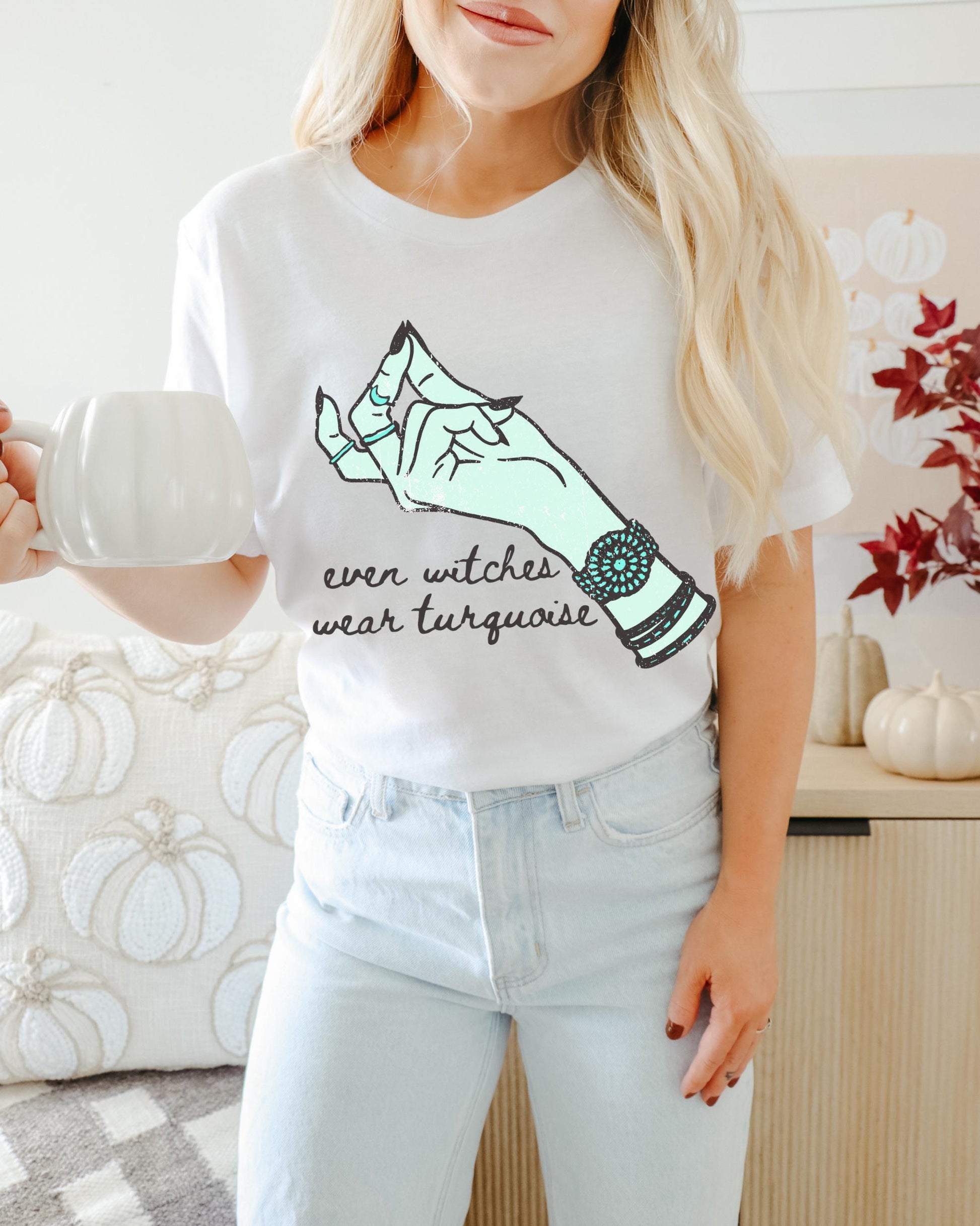 Turquoise Witch Shirt, Western Halloween Shirt, Cute Spooky Shirt, Trendy Halloween Tee, Retro Halloween Tee, Country Halloween, Witchy Tee