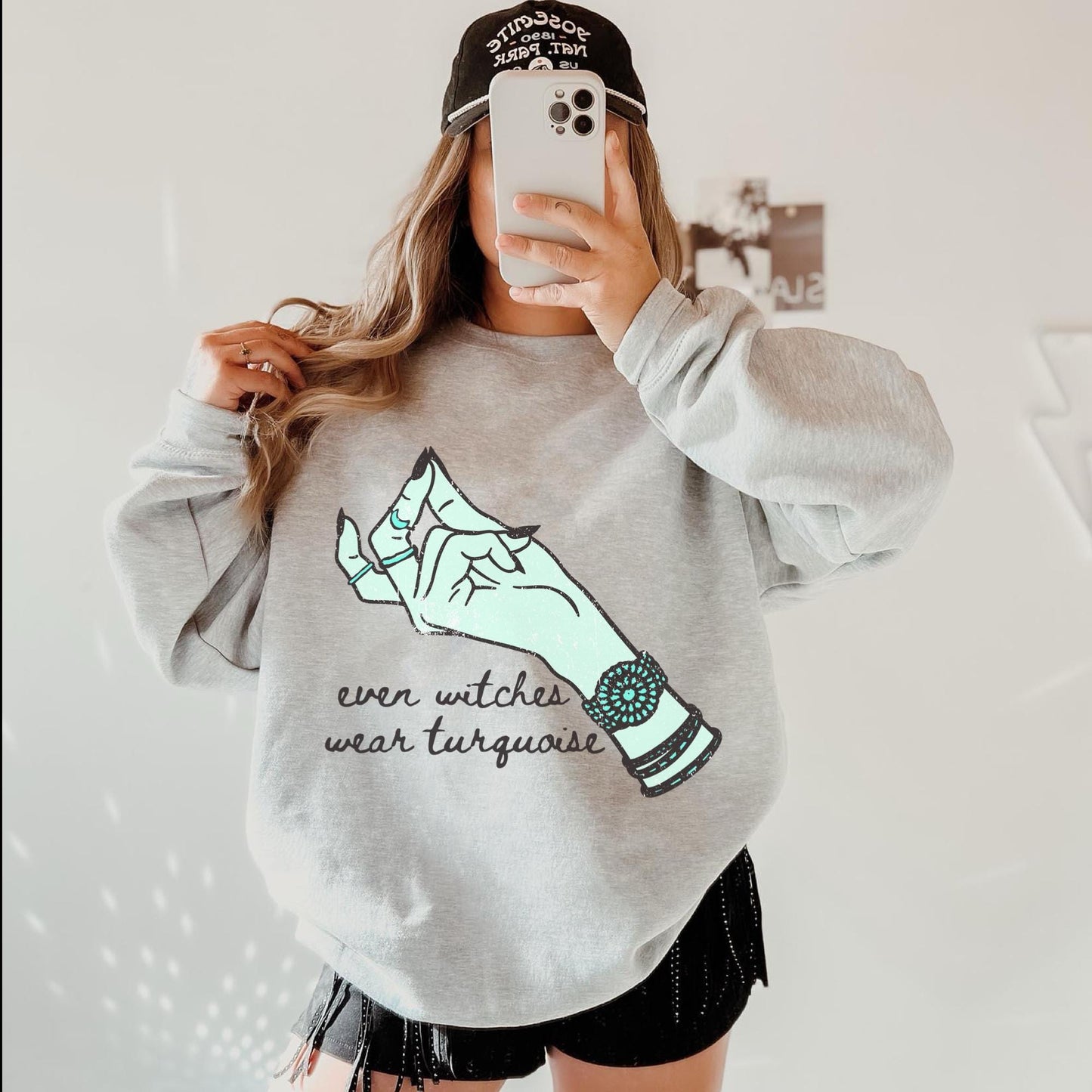 Turquoise Witch Shirt, Witch Sweatshirt, Western Halloween Shirt, Spooky Season Sweater, Halloween Hoodie, Cute Fall Sweatshirt, Witchy Tee