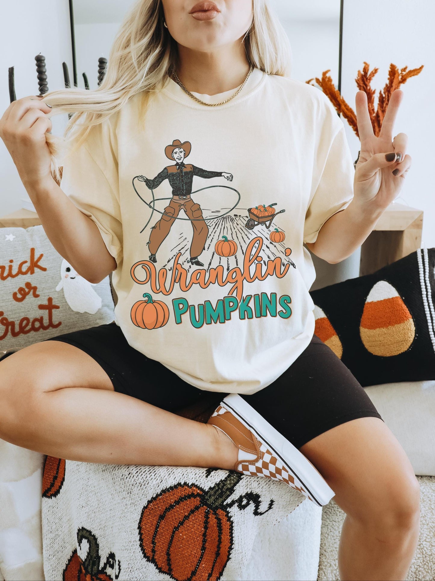 Wranglin Pumpkins Shirt, Halloween Cowboy Shirt, Western Halloween Shirt, Cute Pumpkin Shirt, Cowboy Ghost Shirt, Pumpkin Patch Shirt