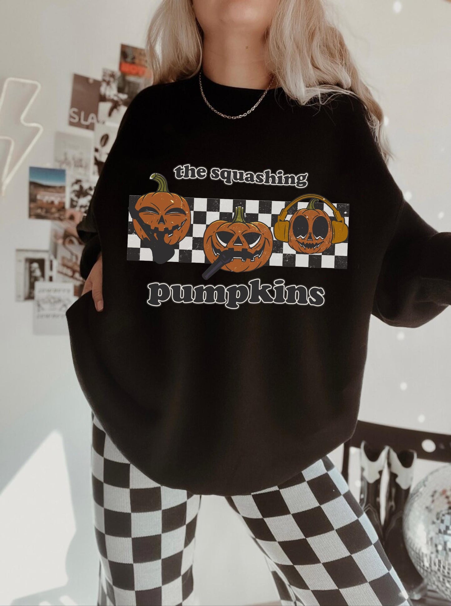Squashing Pumpkins Shirt, Trendy Pumpkin Shirt, Funny 90s Halloween Shirt, Grunge Halloween Tee, Cute Fall Sweater, Spooky Season Sweatshirt