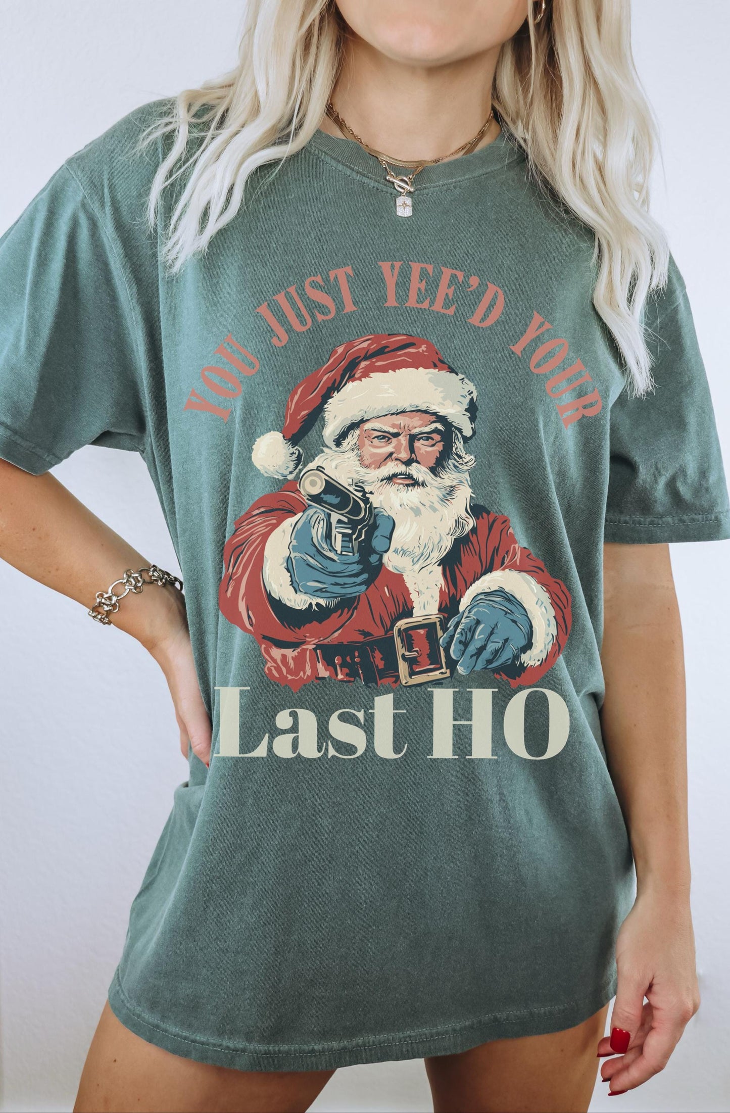 You Just Yeed Your Last HO Shirt, Cowboy Santa Shirt, Funny Christmas Tee, Trendy Christmas Shirt, Funny Santa Shirt, Western Christmas Tee