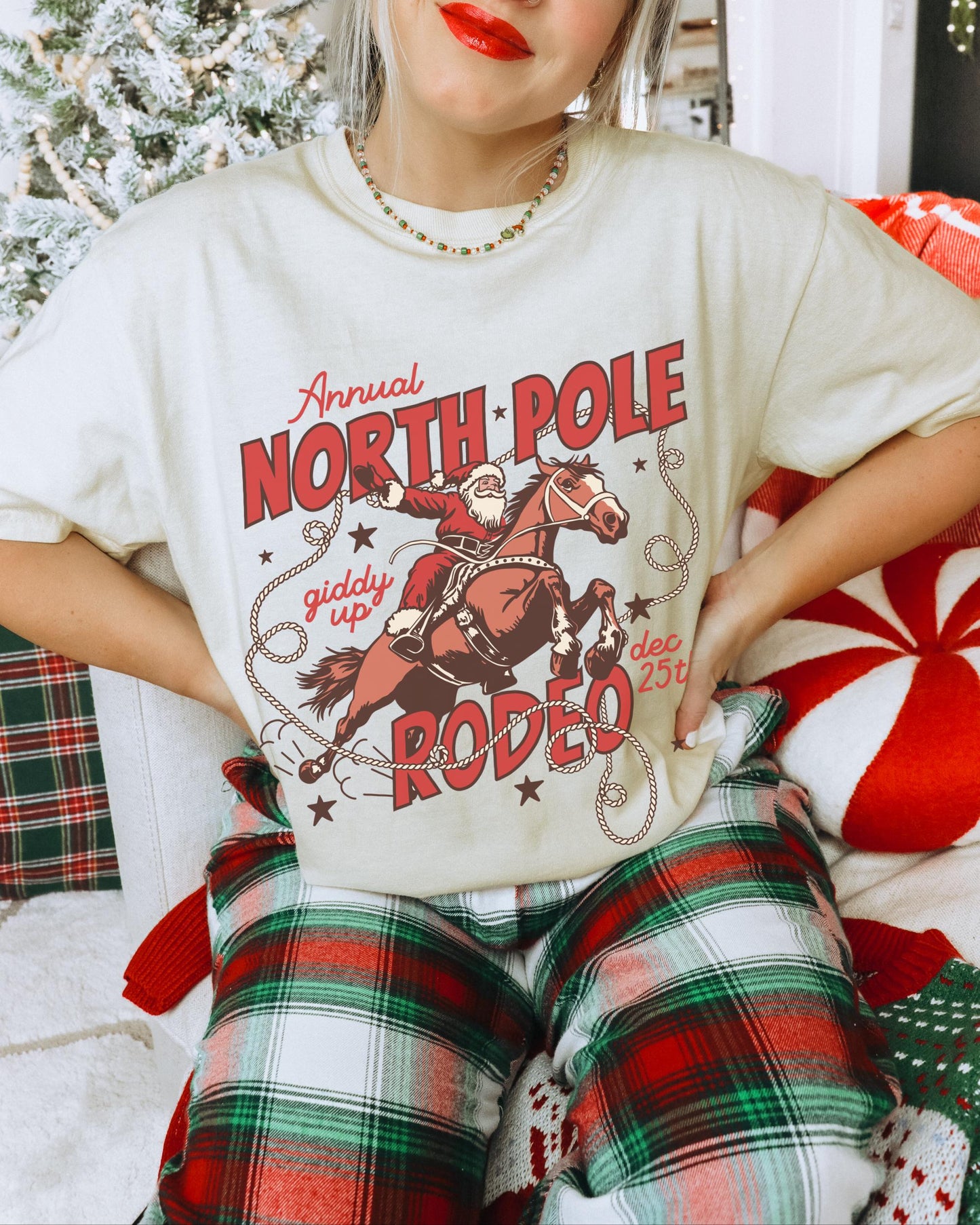 North Pole Rodeo Shirt, Cowboy Santa Shirt, Western Christmas Shirt, Cowboy Christmas Shirt, Retro Christmas Shirt, Trendy Christmas Tee