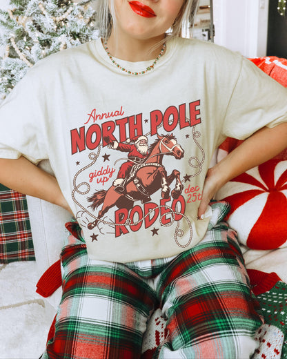 North Pole Rodeo Shirt, Cowboy Santa Shirt, Western Christmas Shirt, Cowboy Christmas Shirt, Retro Christmas Shirt, Trendy Christmas Tee
