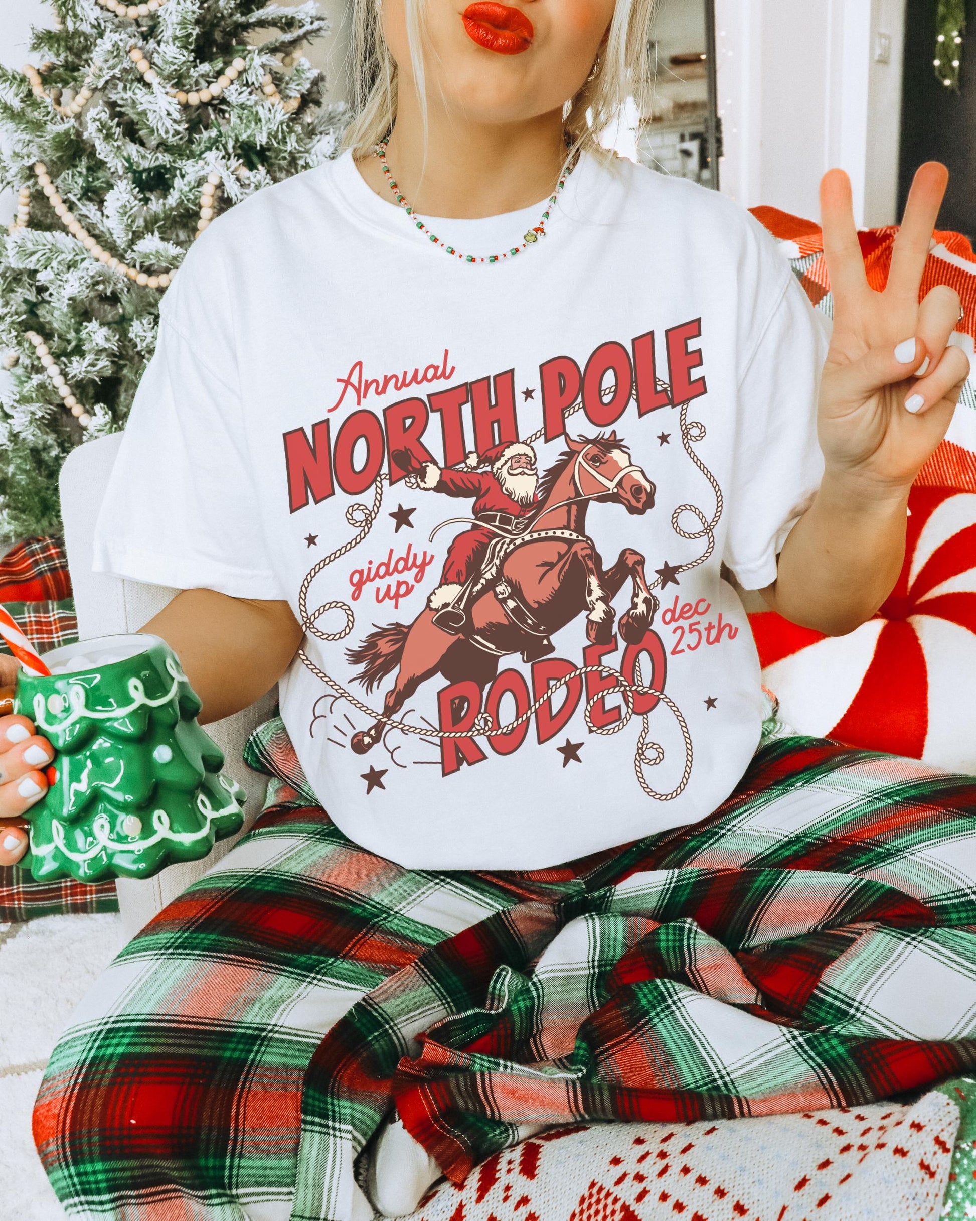 North Pole Rodeo Shirt, Cowboy Santa Shirt, Western Christmas Shirt, Cowboy Christmas Shirt, Retro Christmas Shirt, Trendy Christmas Tee