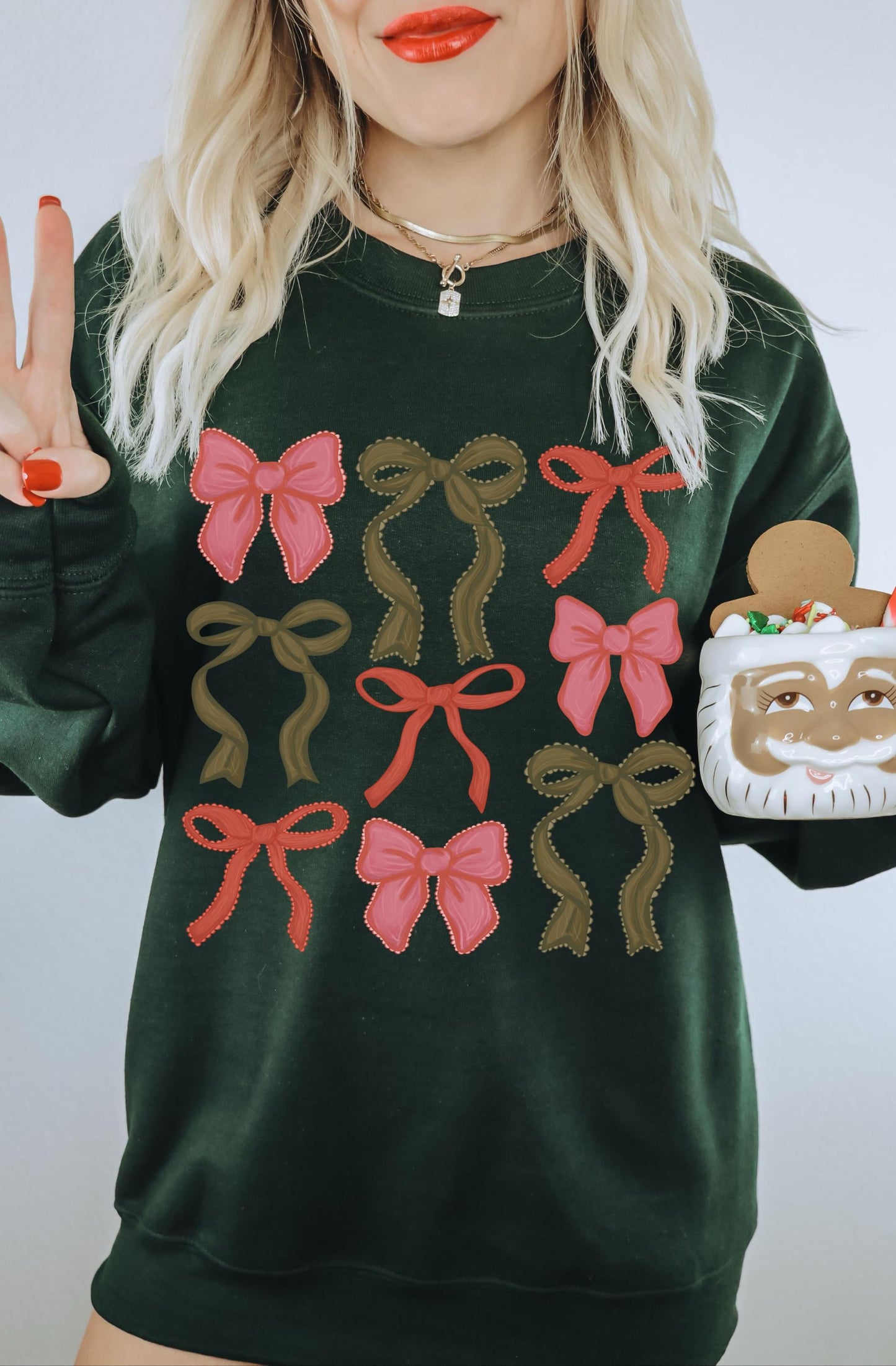 Coquette Christmas Bow Shirt, Cute Christmas Sweaters, Vintage Holiday Sweater, Festive Sweatshirt, Holiday Crewneck, Preppy Coquette Gifts