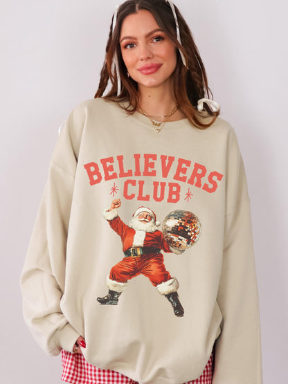 Believers Club Shirt, Retro Santa Sweatshirt, Santa Christmas Sweatshirt, Disco Santa Shirt, Vintage Santa Sweater, Christmas Pullover