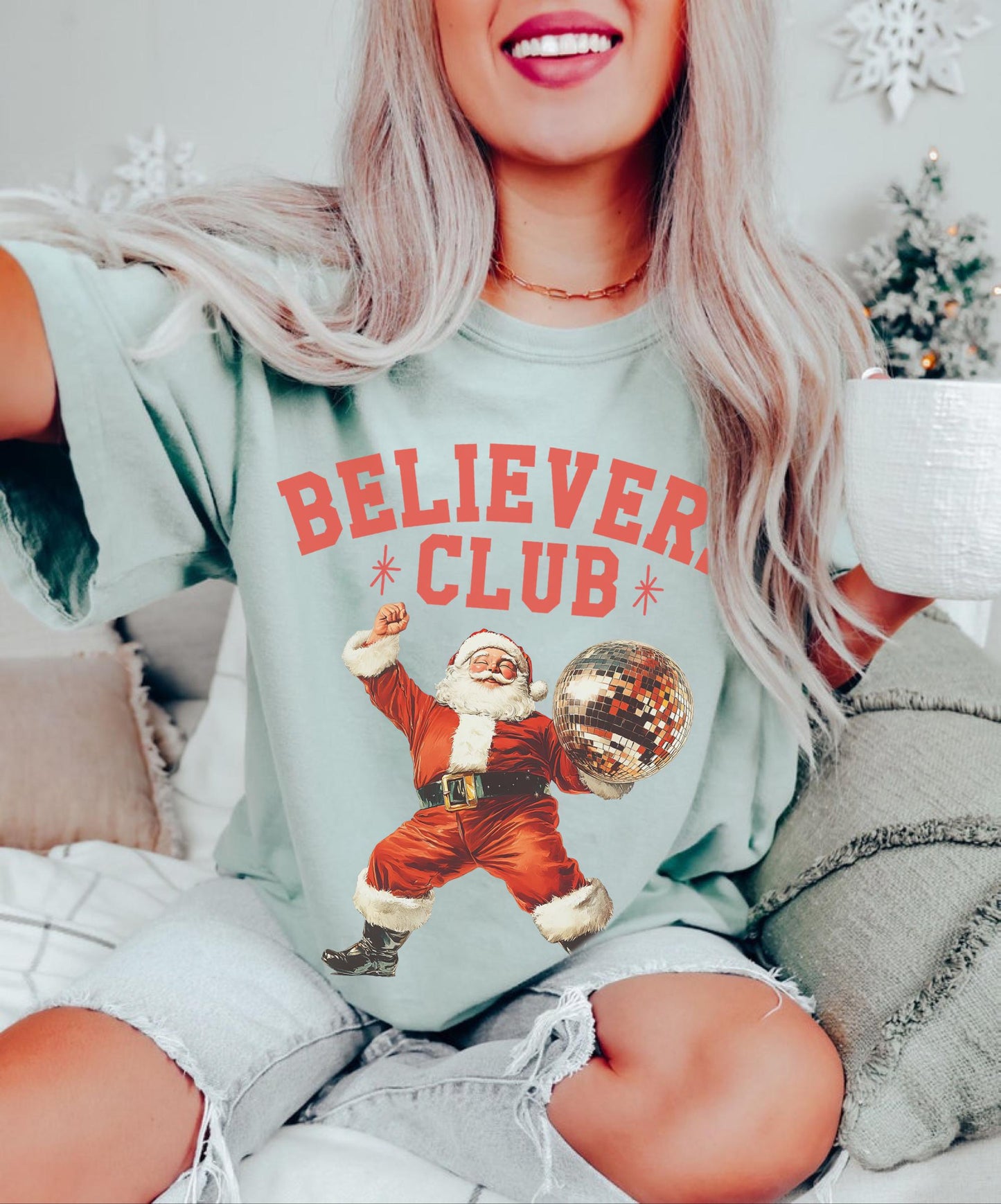 Believers Club Shirt, Retro Santa Shirt, Vintage Santa Shirt, Vintage Christmas Shirt, Cute Christmas Tshirt, Holiday Party Shirt, Santa Tee