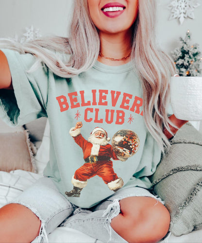 Believers Club Shirt, Retro Santa Shirt, Vintage Santa Shirt, Vintage Christmas Shirt, Cute Christmas Tshirt, Holiday Party Shirt, Santa Tee