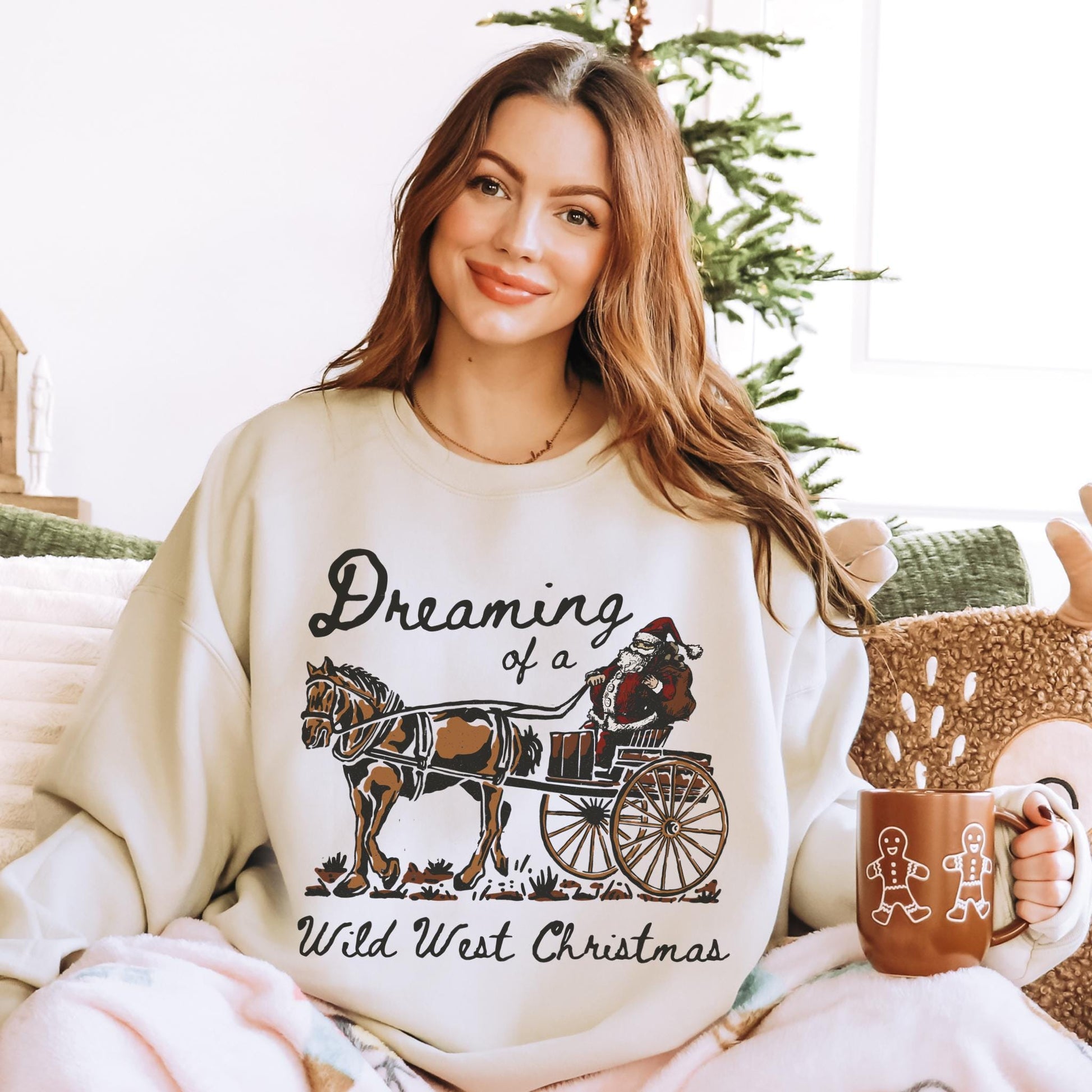 Wild West Christmas Sweatshirt, Western Cowboy Santa Shirt, Ugly Cowgirl Crewneck, Xmas Matching Hoodies, Holiday Family Pajamas, Horse Gift