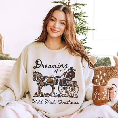 Wild West Christmas Sweatshirt, Western Cowboy Santa Shirt, Ugly Cowgirl Crewneck, Xmas Matching Hoodies, Holiday Family Pajamas, Horse Gift