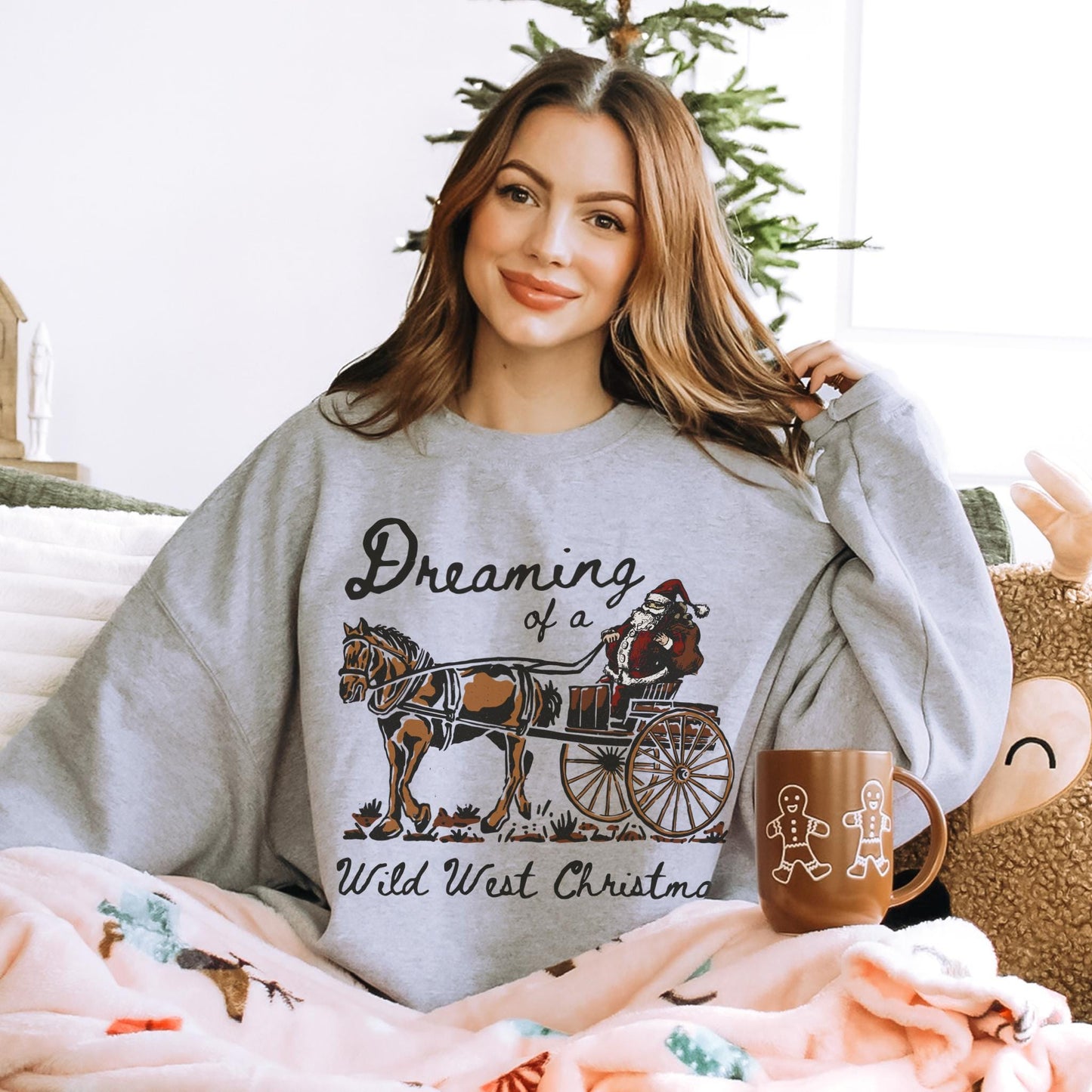 Wild West Christmas Sweatshirt, Western Cowboy Santa Shirt, Ugly Cowgirl Crewneck, Xmas Matching Hoodies, Holiday Family Pajamas, Horse Gift