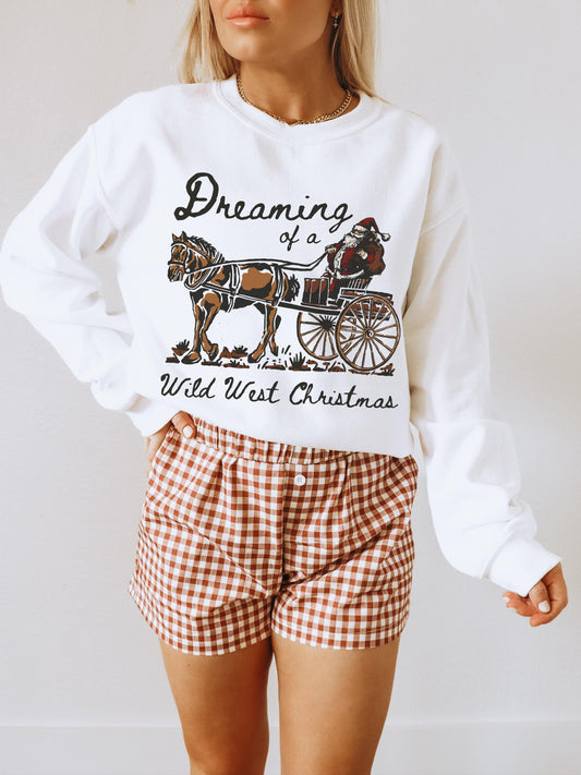 Wild West Christmas Sweatshirt, Western Cowboy Santa Shirt, Ugly Cowgirl Crewneck, Xmas Matching Hoodies, Holiday Family Pajamas, Horse Gift