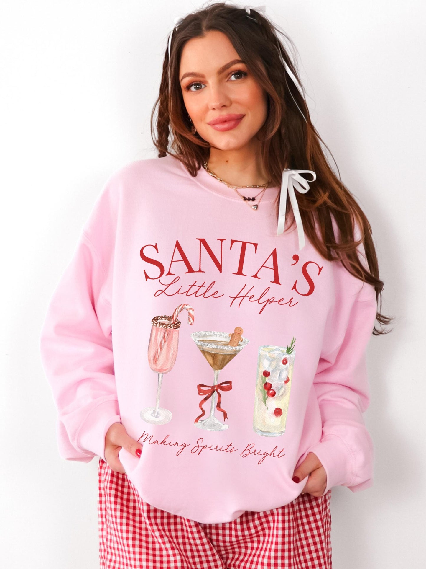 Santas Helper Sweatshirt, Christmas Cocktail Shirt, Holiday Party Shirt, Funny Christmas Sweater, Christmas Spirits, Festive Sweatshirt