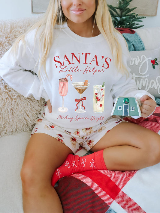 Santas Helper Sweatshirt, Christmas Cocktail Shirt, Holiday Party Shirt, Funny Christmas Sweater, Christmas Spirits, Festive Sweatshirt