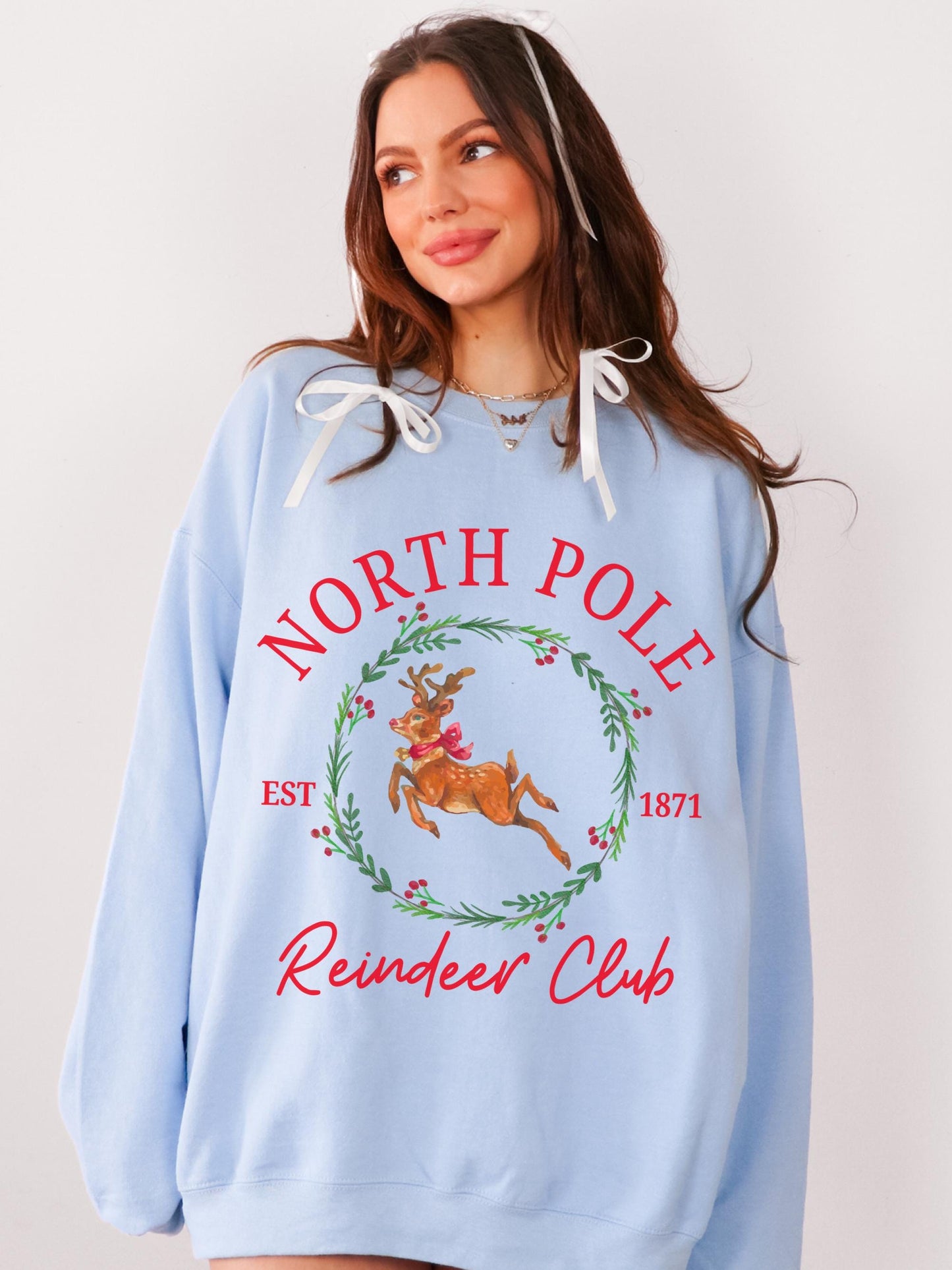 North Pole Reindeer Club Shirt, Retro Reindeer Christmas Sweatshirt, Vintage Christmas Sweater, Christmas Pullover, Reindeer Sweatshirt