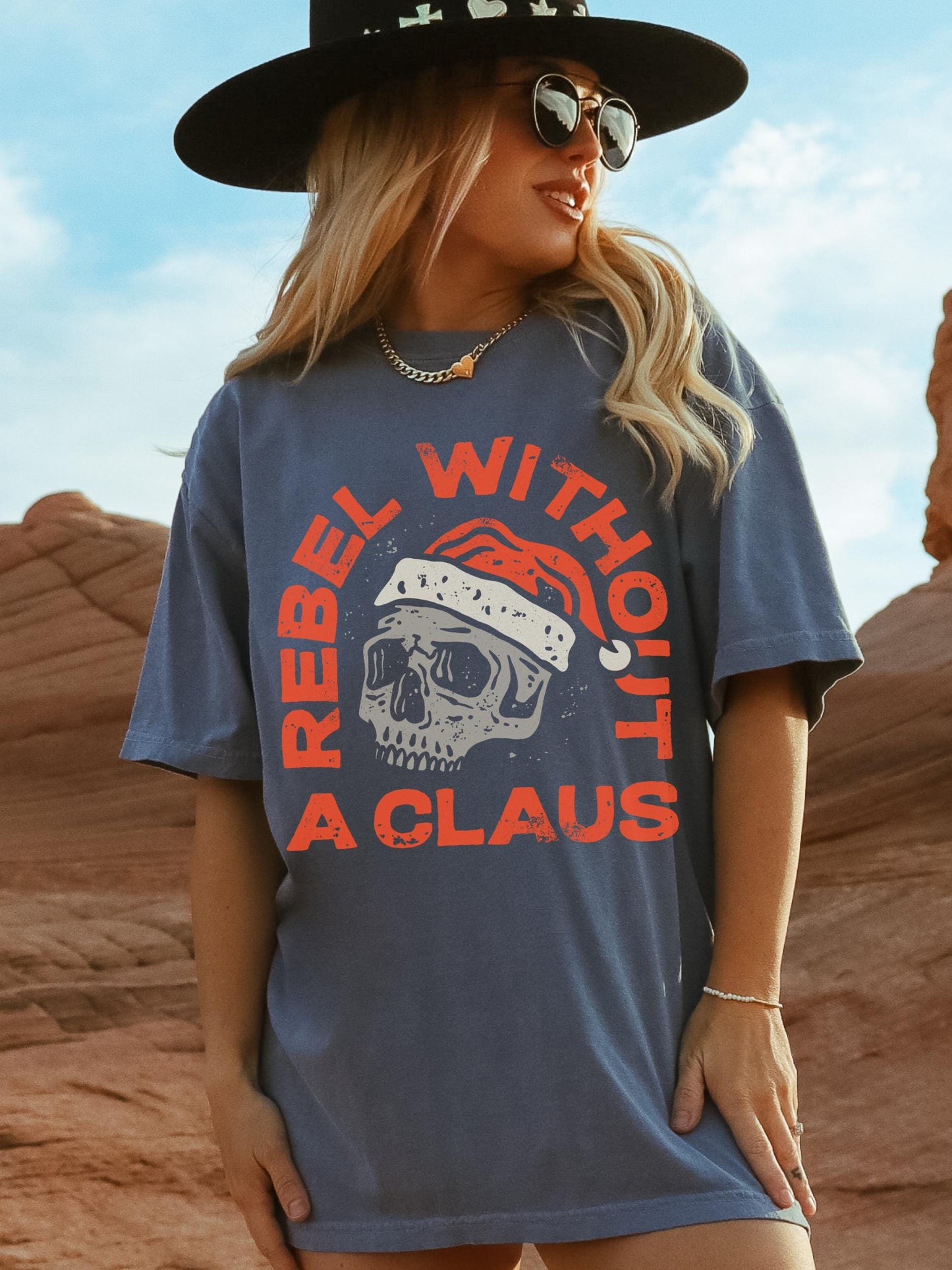 Rebel Without A Claus Shirt, Grunge Christmas Shirt, Santa Claus Shirt, Funny Christmas Shirt, Retro Santa Shirt, Holiday Party Shirt