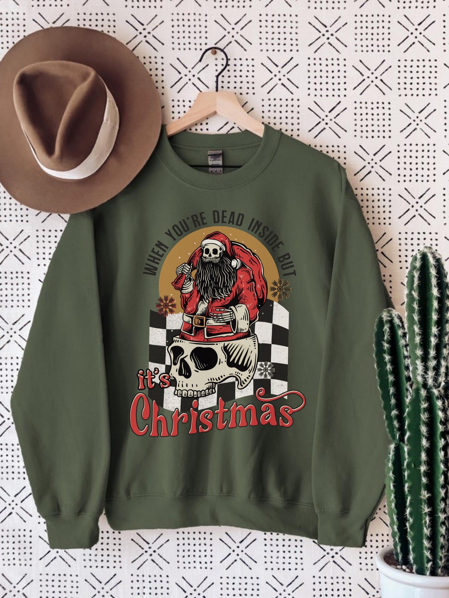 Dead Inside Christmas Sweatshirt, Retro Christmas Sweater, Christmas Skeleton Shirt, Funny Xmas Sweater, Santa Skeleton, Adult Christmas