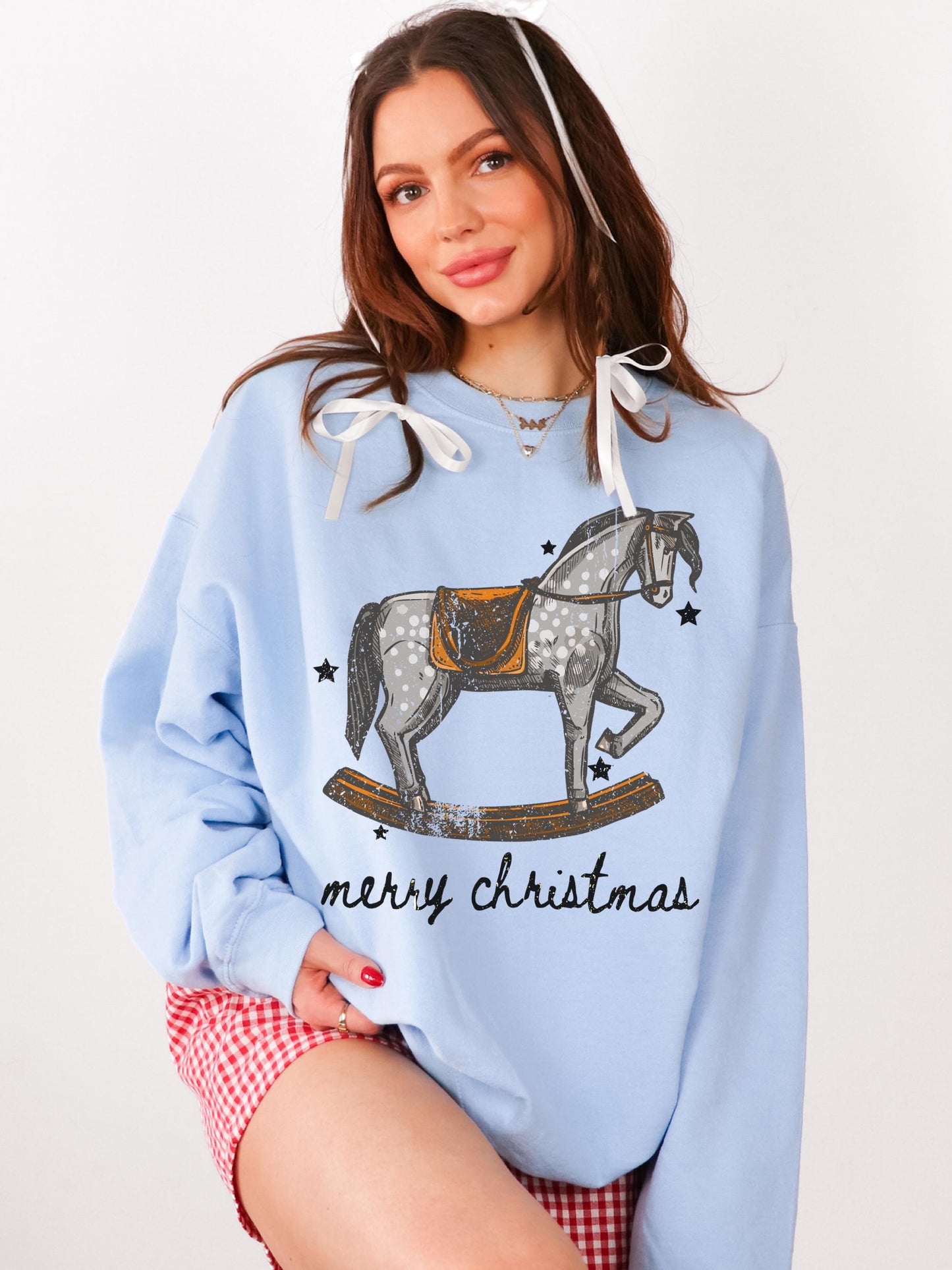 Merry Christmas Horse Sweatshirt, Vintage Horse Shirt, Horse Christmas Sweatshirt, Western Christmas Sweatshirt, Country Christmas Crewneck