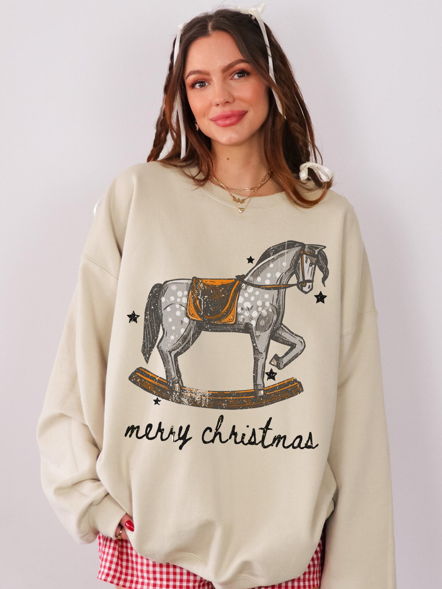 Merry Christmas Horse Sweatshirt, Vintage Horse Shirt, Horse Christmas Sweatshirt, Western Christmas Sweatshirt, Country Christmas Crewneck