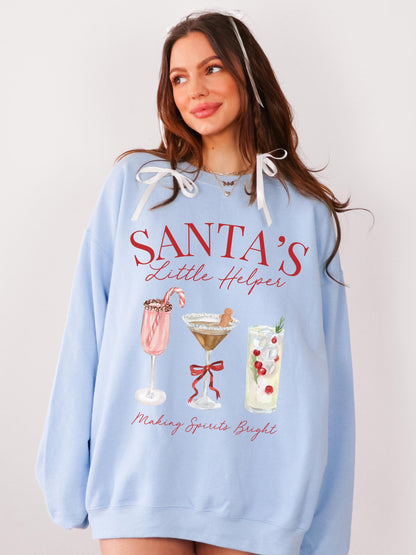 Santas Helper Sweatshirt, Christmas Cocktail Shirt, Holiday Party Shirt, Funny Christmas Sweater, Christmas Spirits, Festive Sweatshirt