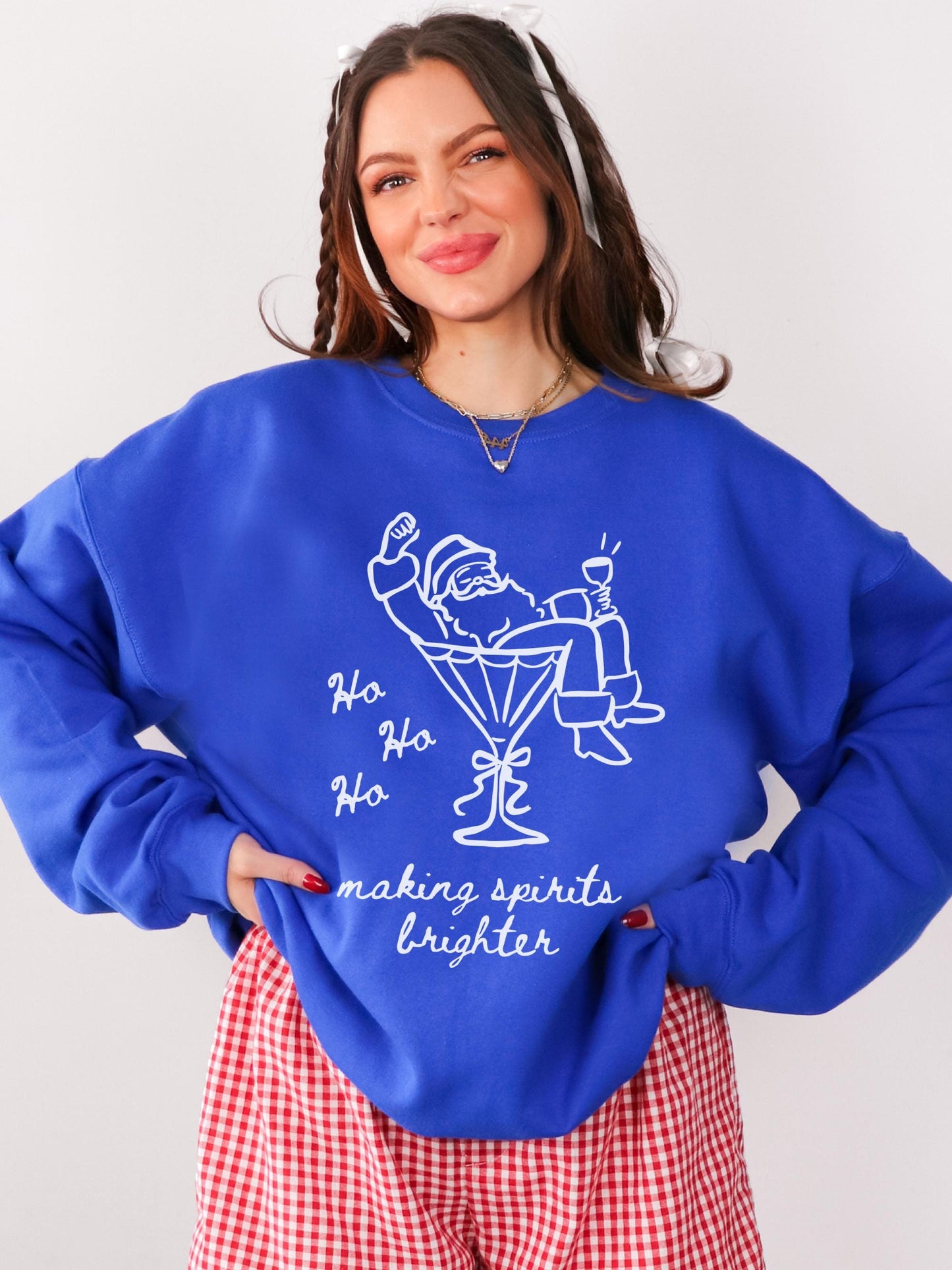 Making Spirits Brighter Shirt, Christmas Cocktail Shirt, Retro Santa Sweatshirt, Holiday Party Shirt, Christmas Spirits, Funny Xmas Sweater