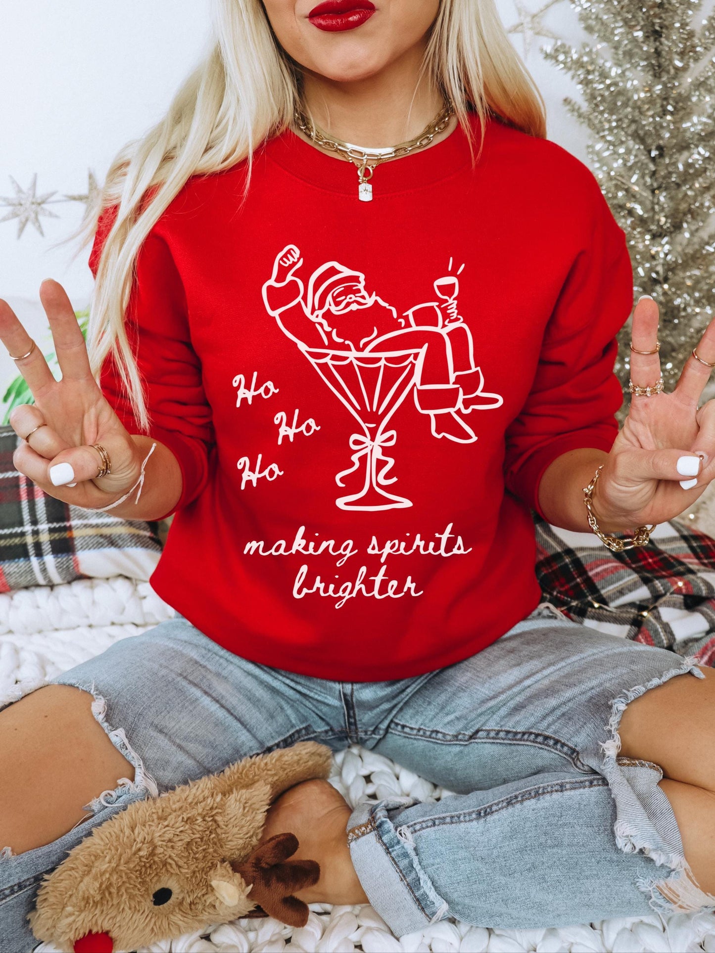 Making Spirits Brighter Shirt, Christmas Cocktail Shirt, Retro Santa Sweatshirt, Holiday Party Shirt, Christmas Spirits, Funny Xmas Sweater