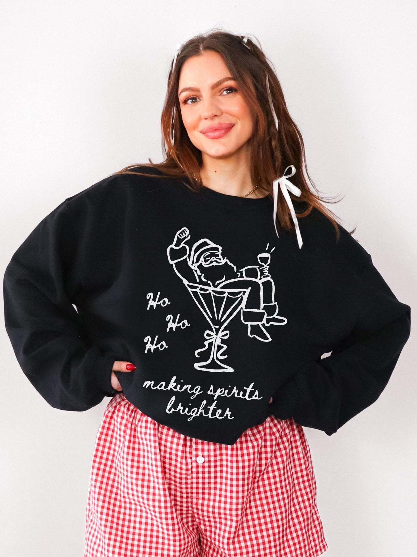 Making Spirits Brighter Shirt, Christmas Cocktail Shirt, Retro Santa Sweatshirt, Holiday Party Shirt, Christmas Spirits, Funny Xmas Sweater